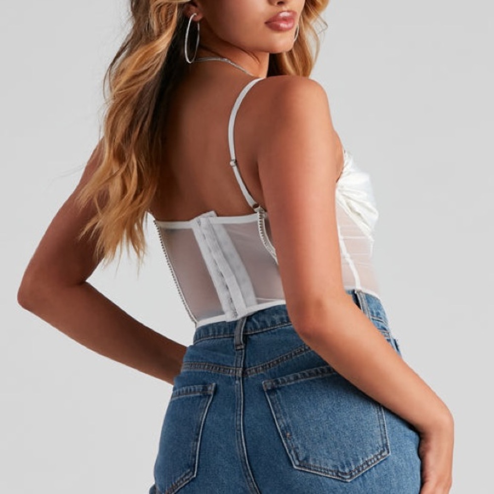 White Rhinestone Bustier top - Picture 3 of 7